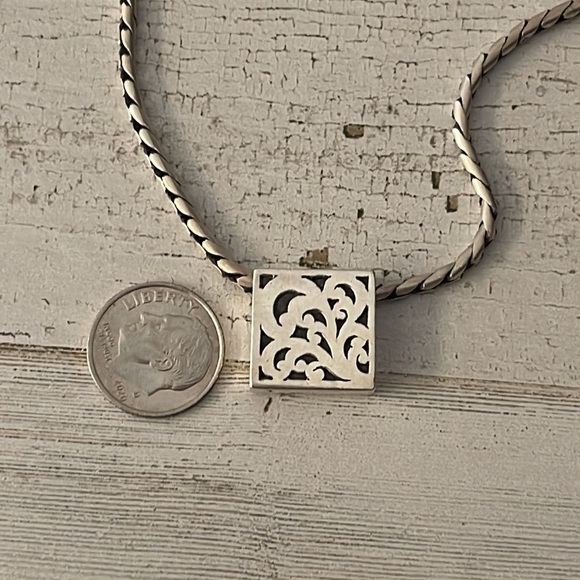 Lois Hill Silver Signature Scroll Square Pendant Necklace. - Picture 3 of 4